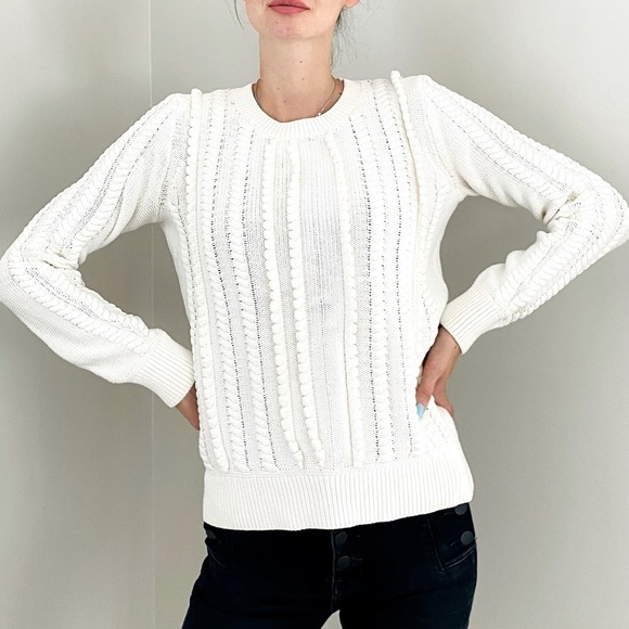 Banana Republic Chunky Cable Knit Crewneck Pullover Sweater , S White - Picture 2 of 13
